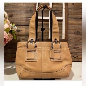 Coach Signature SoHo Tan Carmel Leather Satchel NWOT